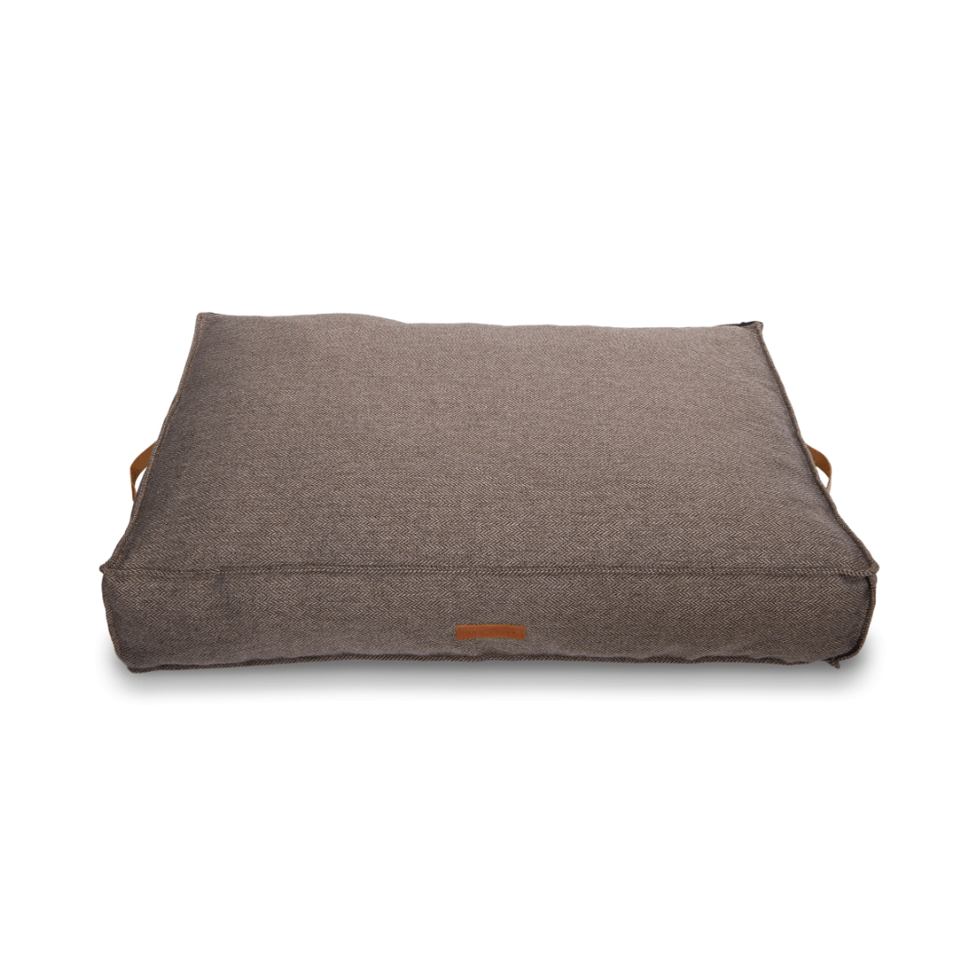 Ralph & Co The Lincoln Tweed Flat Pillow Dog Bed - Brown Herringbone
