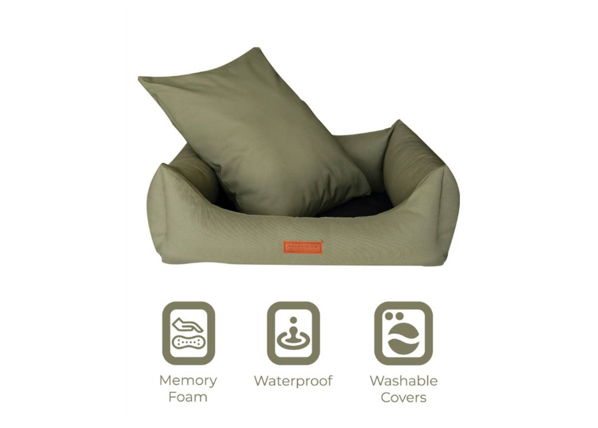 Ralph & Co The Henley Orthopaedic Waterproof Bolster Dog Bed Olive Green