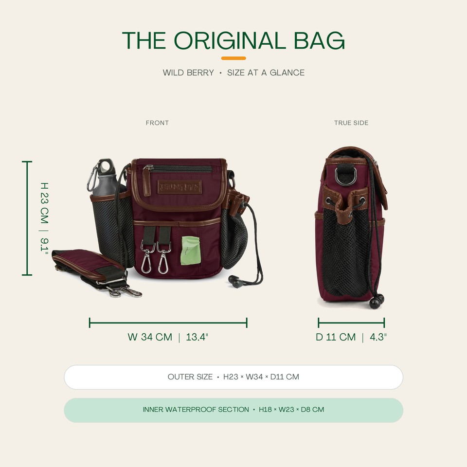 The Original Bag in Wild Berry - size at a glance