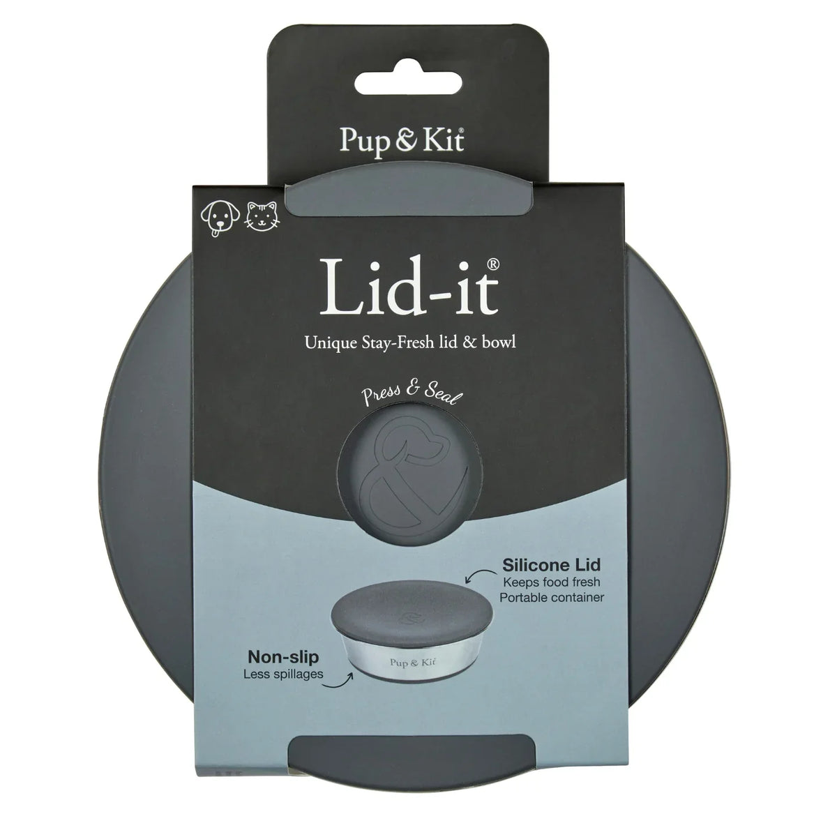 Lid-it® Bowl with Stay-Fresh Lid - Grey Dog Supplies Pup & Kit