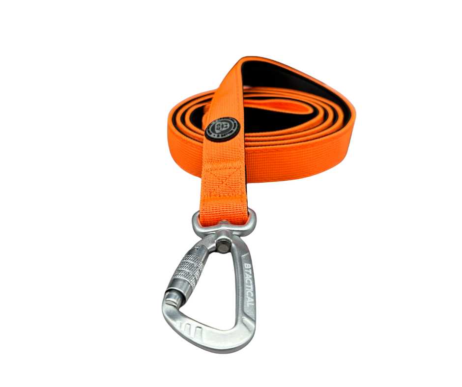 BTactical Extra-Strong Nylon Carabiner Clip Dog Lead - Citrus Orange