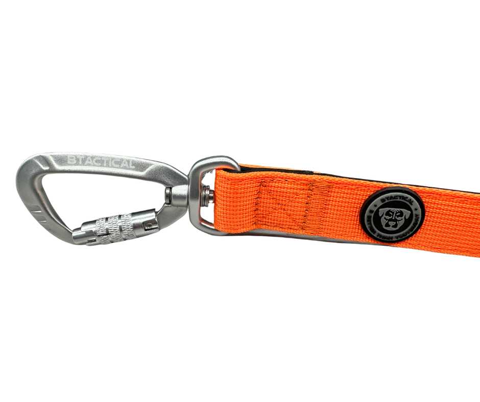 BTactical Extra-Strong Nylon Carabiner Clip Dog Lead - Citrus Orange