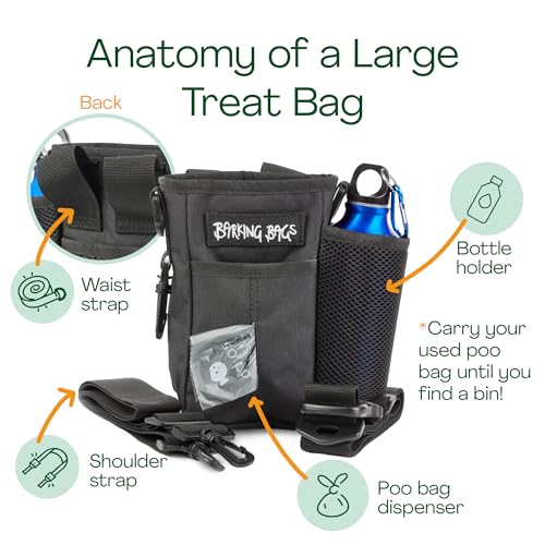 Large Dog Treat & Training Bag - Black Barking Bags