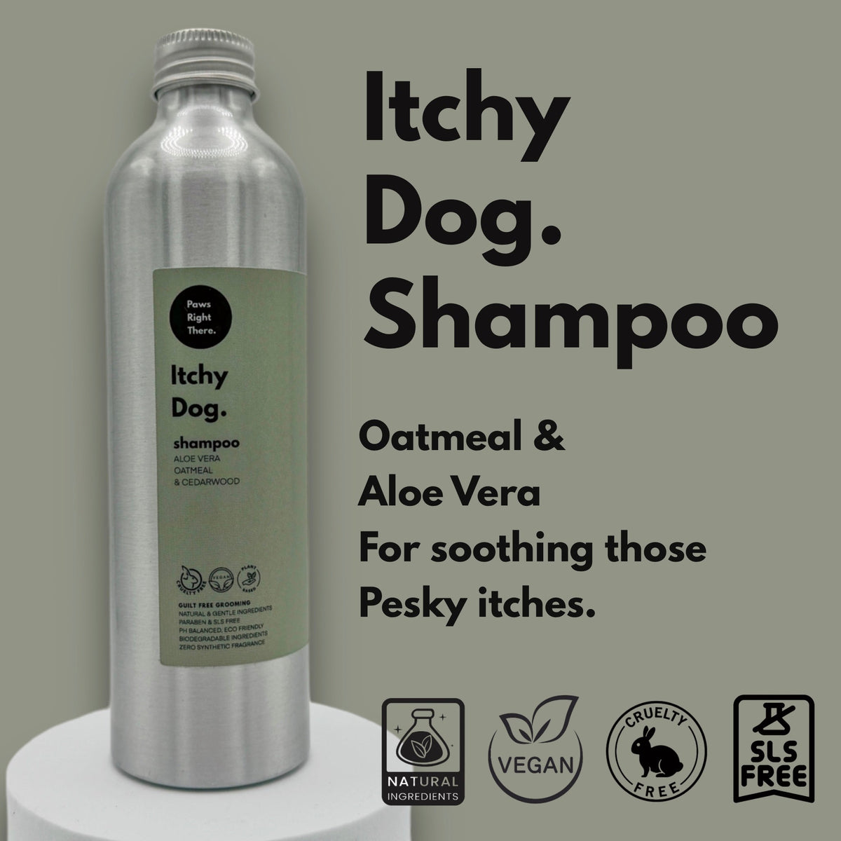 Paws Right There Itchy Dog Shampoo with Oatmeal & Aloe Vera 250ml