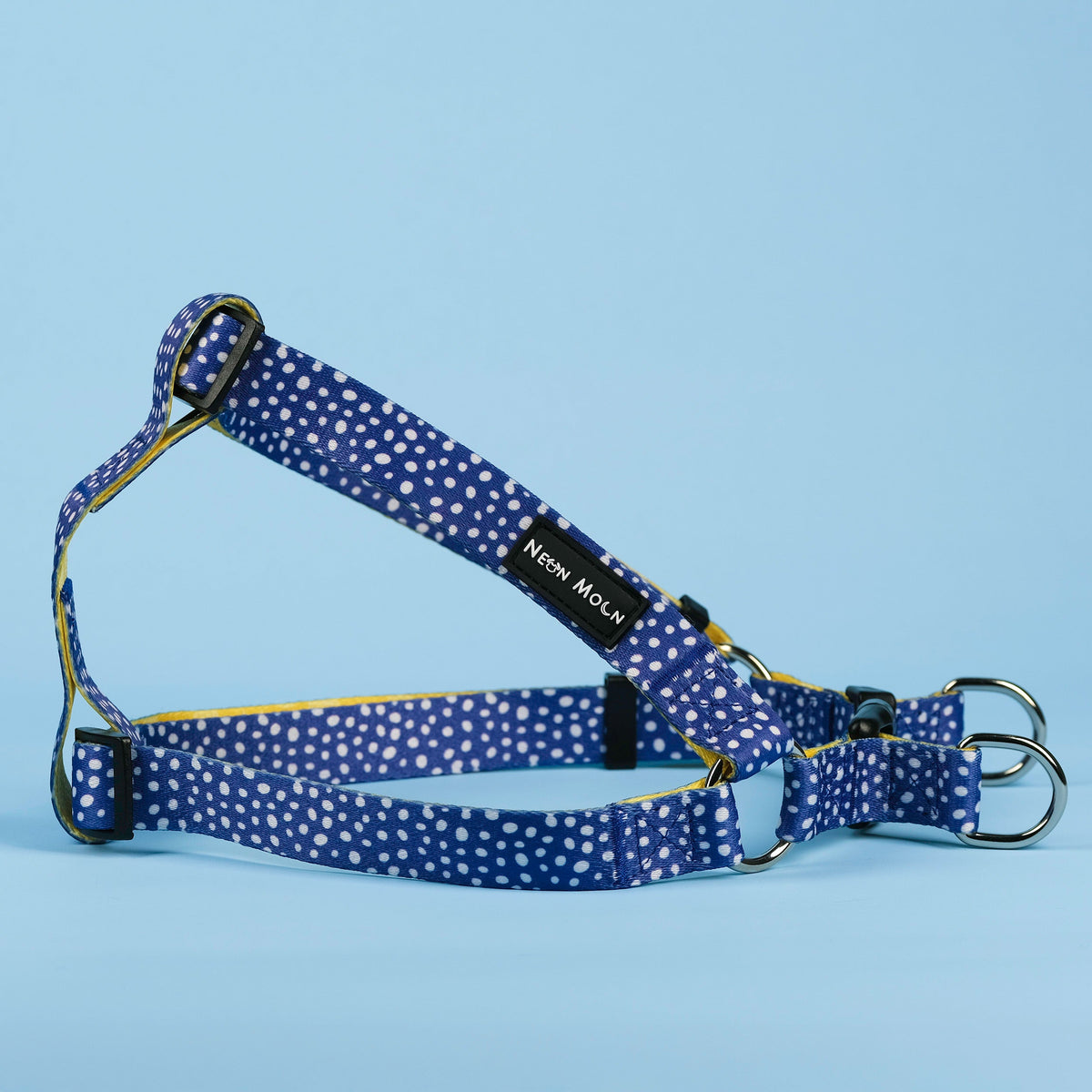 SnazzyTails Minnie Step-In Dog Harness Blue Polka Dot and Yellow Pineapple Print