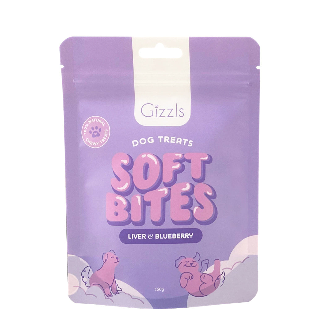 Gizzls Ostrich Liver & Blueberry Soft Dog Treats 150g
