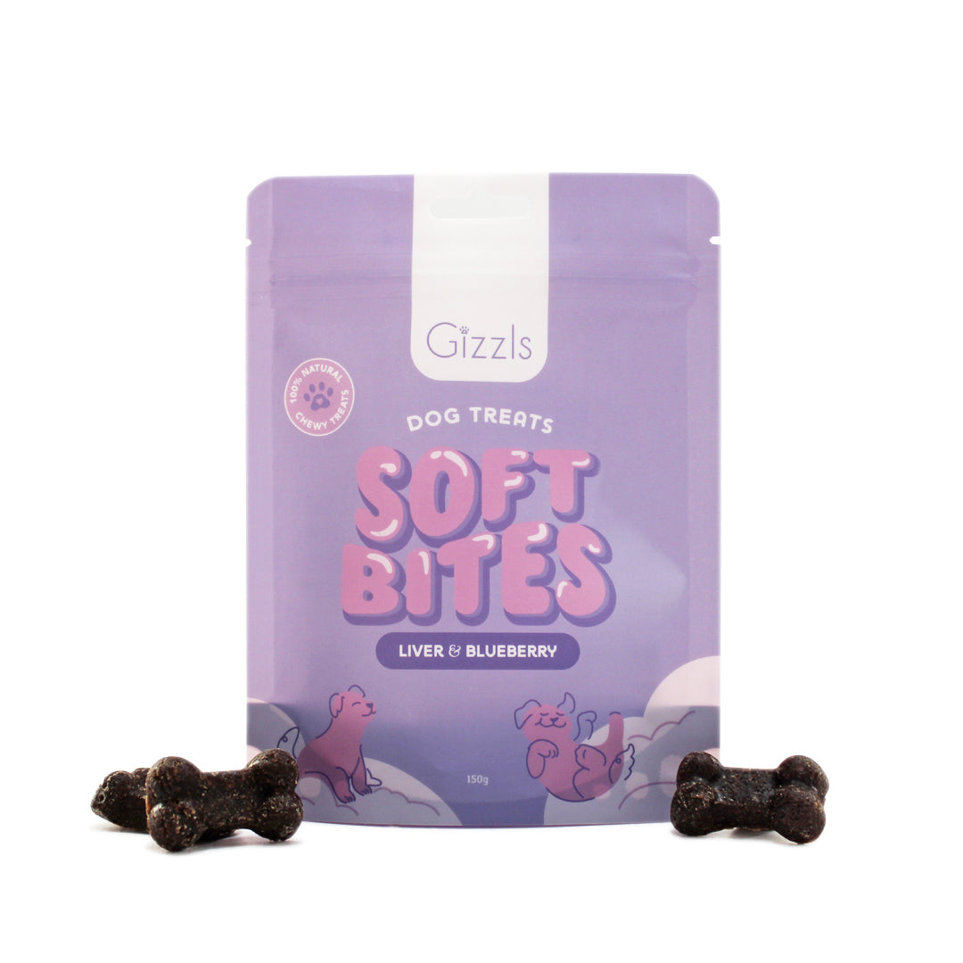 Gizzls Ostrich Liver & Blueberry Soft Dog Treats 150g