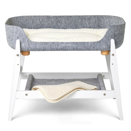 Pup & Kit PetNest bedside dog bed in white with natural mattress