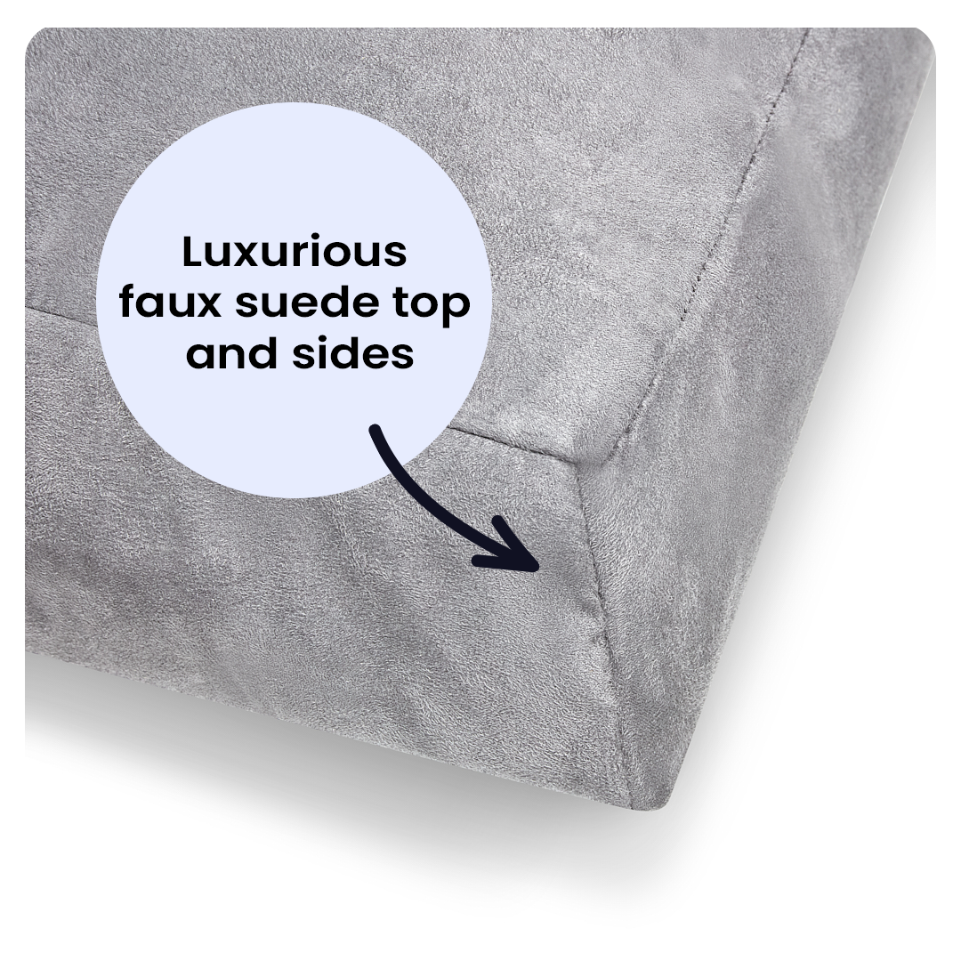 Luxury Faux Suede Dog Bed - Grey  Barking Beds   