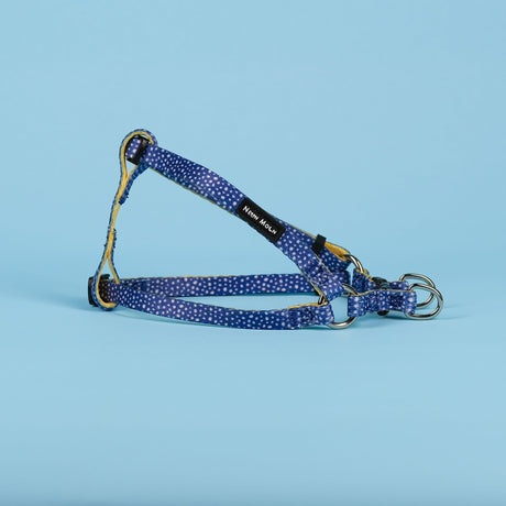 SnazzyTails Minnie Step-In Dog Harness Blue Polka Dot and Yellow Pineapple Print