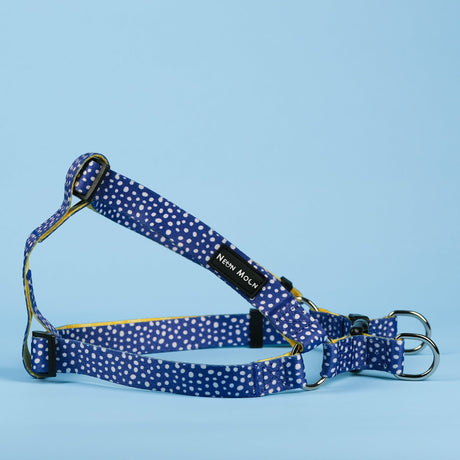 SnazzyTails Minnie Step-In Dog Harness Blue Polka Dot and Yellow Pineapple Print
