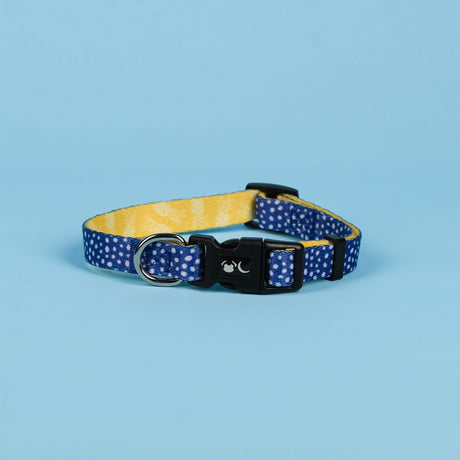 SnazzyTails Minnie Dog Collar Blue Polka Dot and Yellow Print