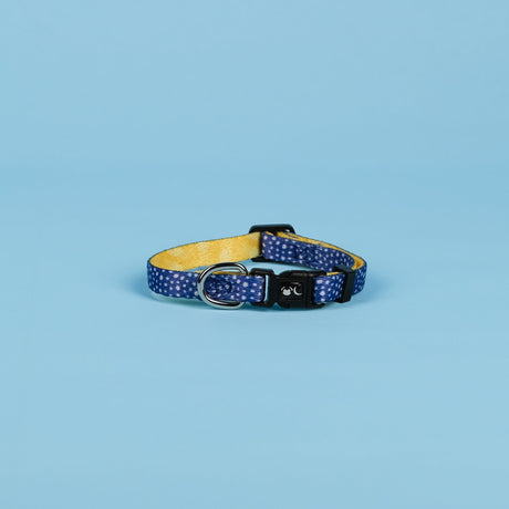SnazzyTails Minnie Dog Collar Blue Polka Dot and Yellow Print