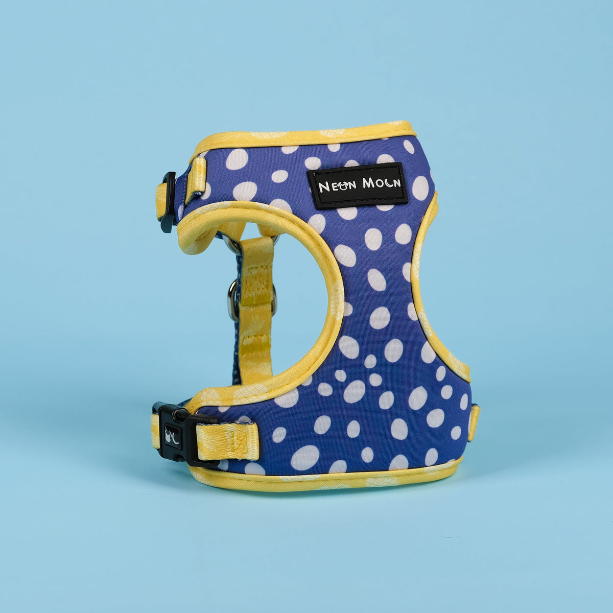 SnazzyTails The Minnie Mesh Dog Harness Blue Polka Dot & Yellow Pineapple