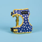 SnazzyTails The Minnie Mesh Dog Harness Blue Polka Dot & Yellow Pineapple