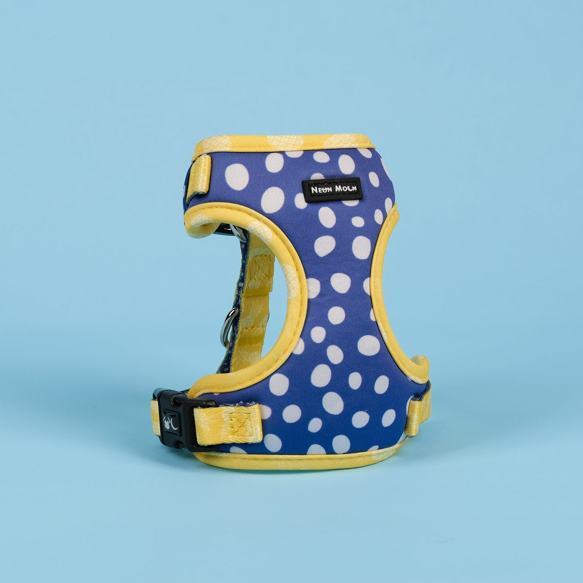 SnazzyTails The Minnie Mesh Dog Harness Blue Polka Dot & Yellow Pineapple