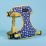 SnazzyTails The Minnie Mesh Dog Harness Blue Polka Dot & Yellow Pineapple