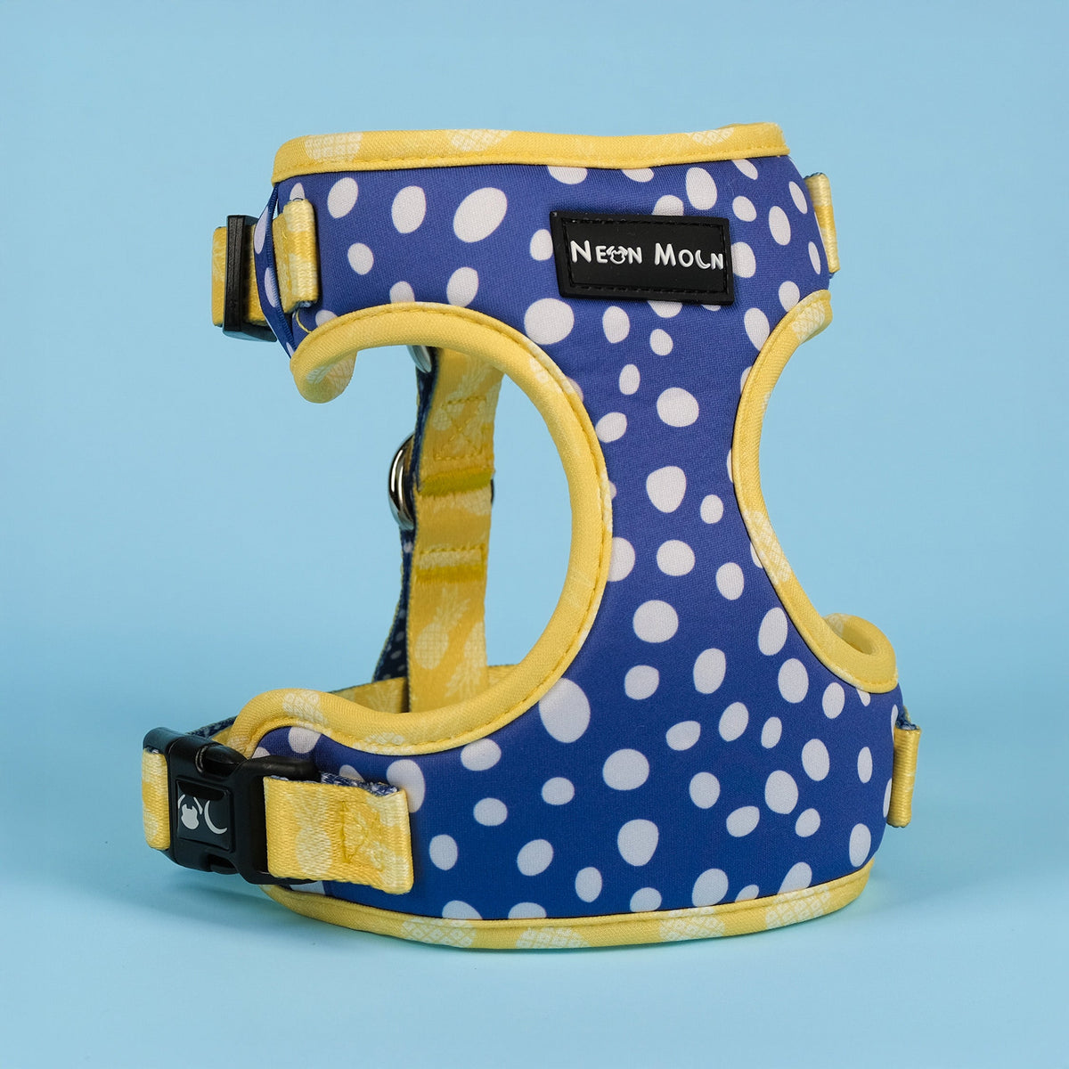 SnazzyTails The Minnie Mesh Dog Harness Blue Polka Dot & Yellow Pineapple