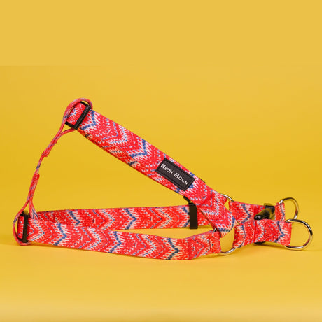 SnazzyTails Tod Step-In Dog Harness Red Chevron