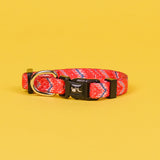 SnazzyTails Tod Dog Collar Red Chevron