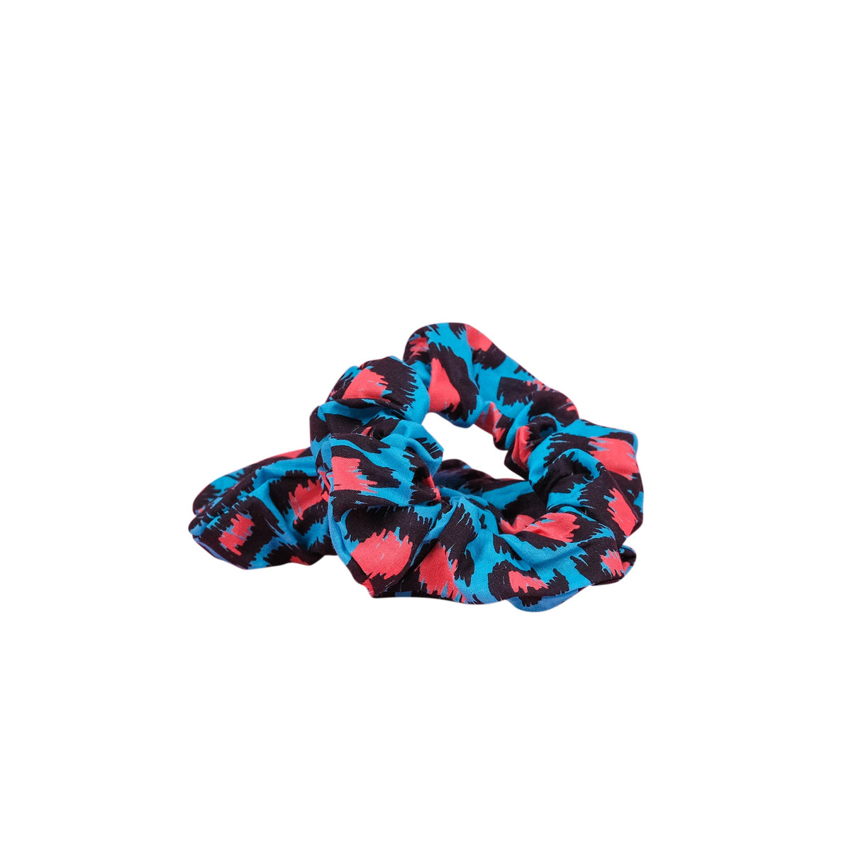 SnazzyTails Willow Hair Scrunchie - Blue Leopard Print