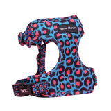 SnazzyTails The Willow Mesh Dog Harness Blue & Pink Leopard Print