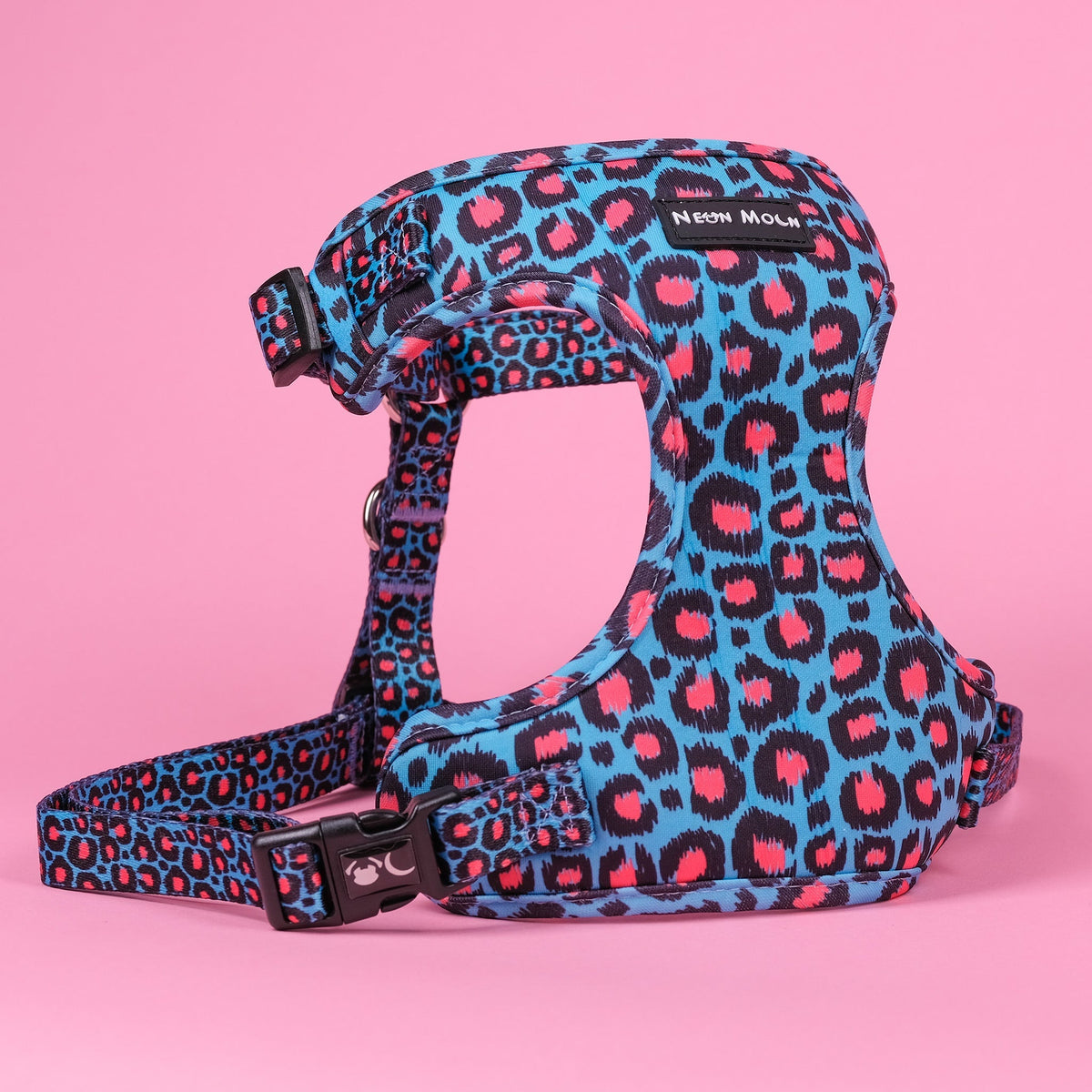 SnazzyTails The Willow Mesh Dog Harness Blue & Pink Leopard Print