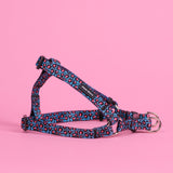 SnazzyTails Willow Step-In Dog Harness - Blue Leopard Print