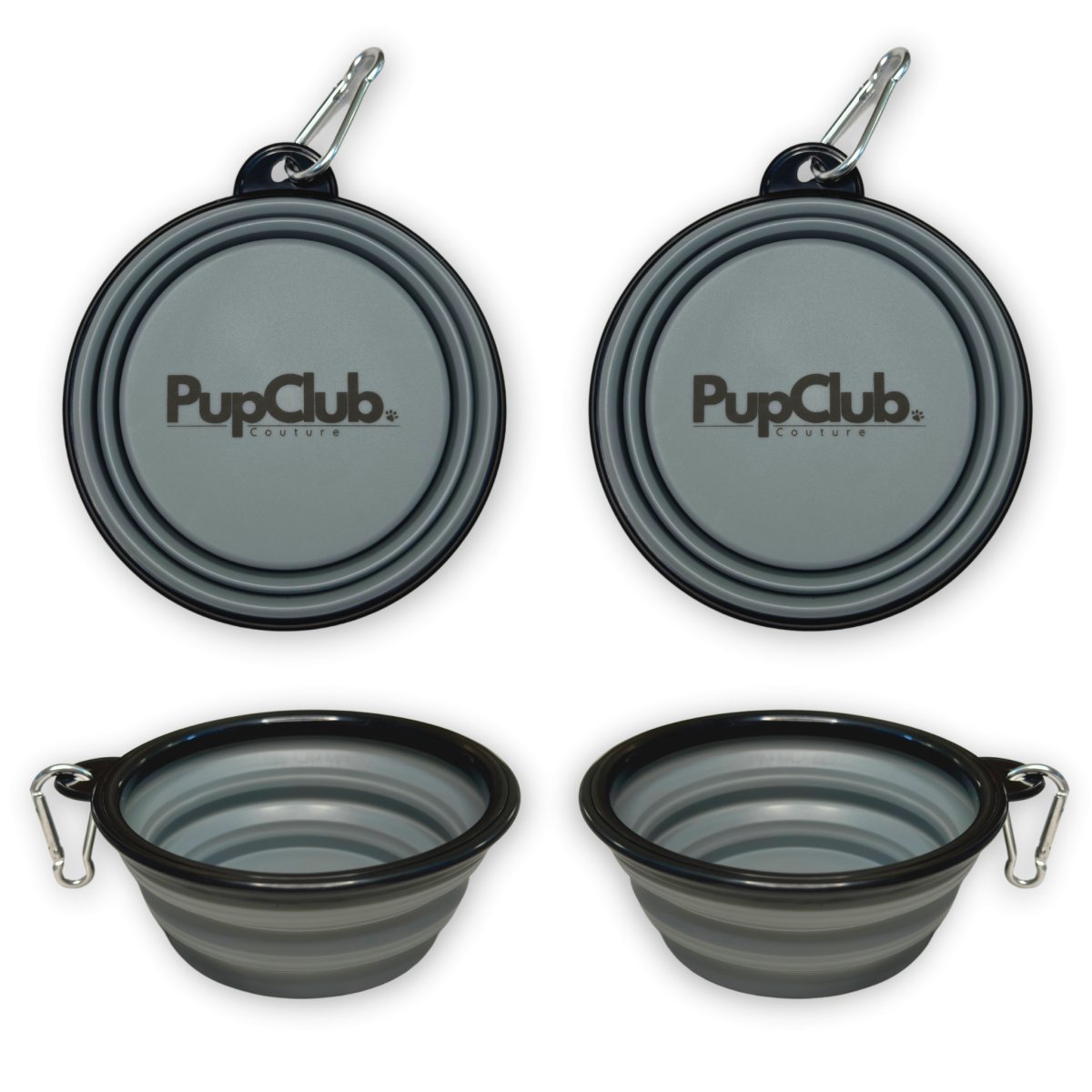 PupClub Couture Collapsible Dog Bowl - Grey