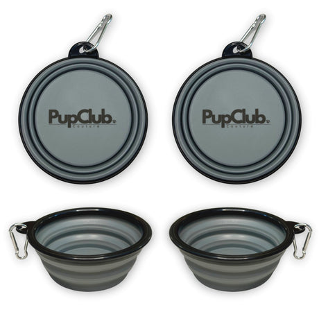 PupClub Couture Collapsible Dog Bowl - Grey