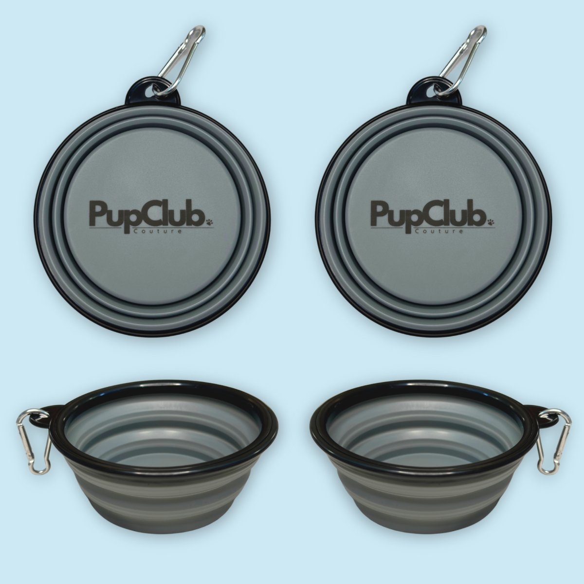 PupClub Couture Collapsible Dog Bowl - Grey
