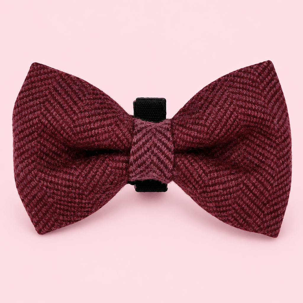 PupClub Couture Dog Bow Tie - Berry Tweed