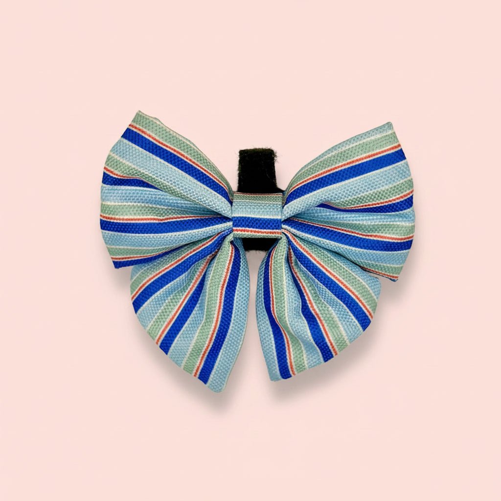 PupClub Couture Dog Sailor Bow - Sea Breeze Stripes