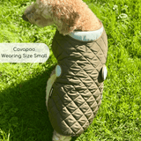 PupClub Couture Quilted Dog Coat - Khaki Tweed