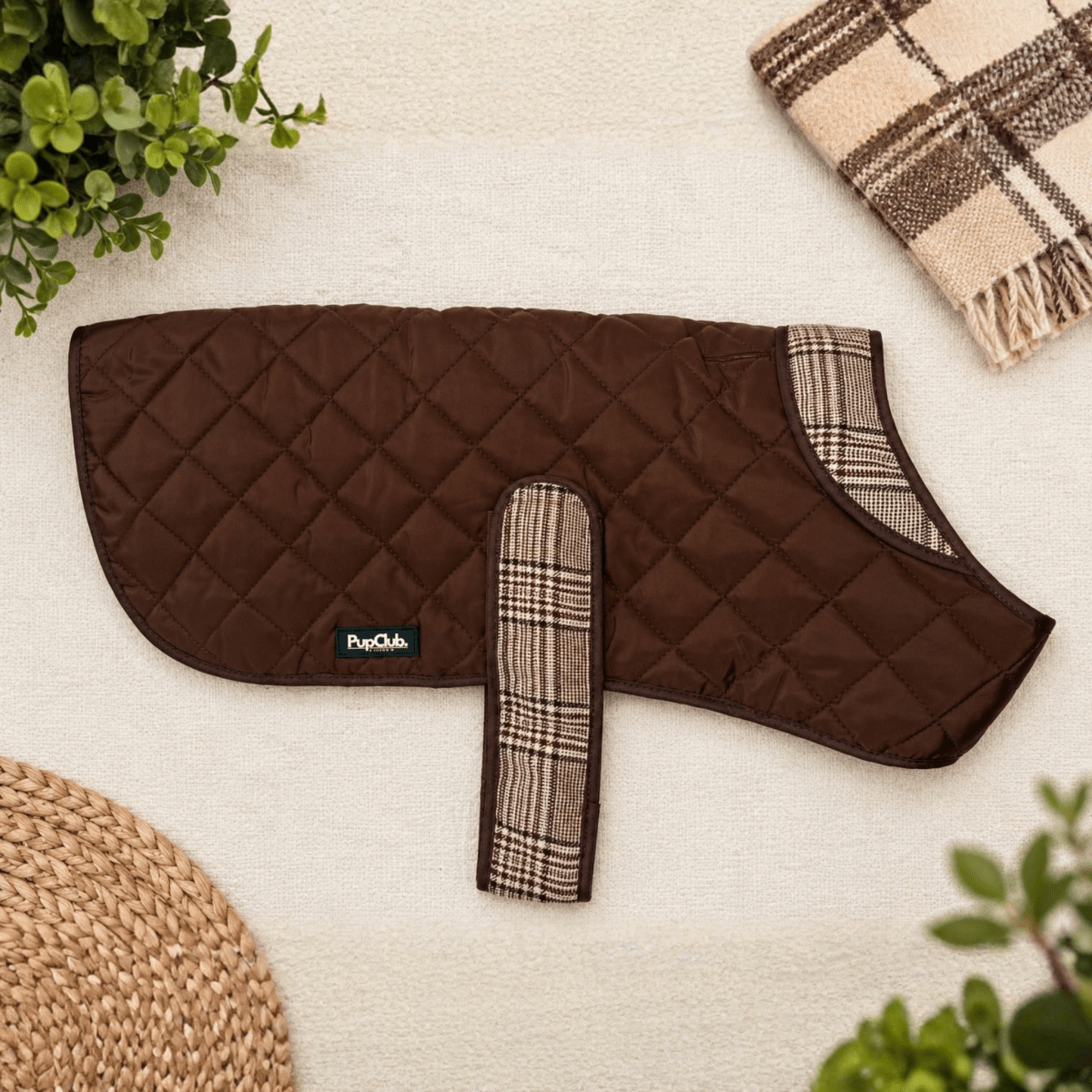 PupClub Couture Quilted Dog Coat - Foxbury Plaid
