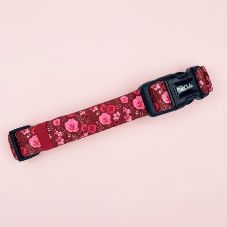 PupClub Couture Dog Collar - Burgundy Bloom
