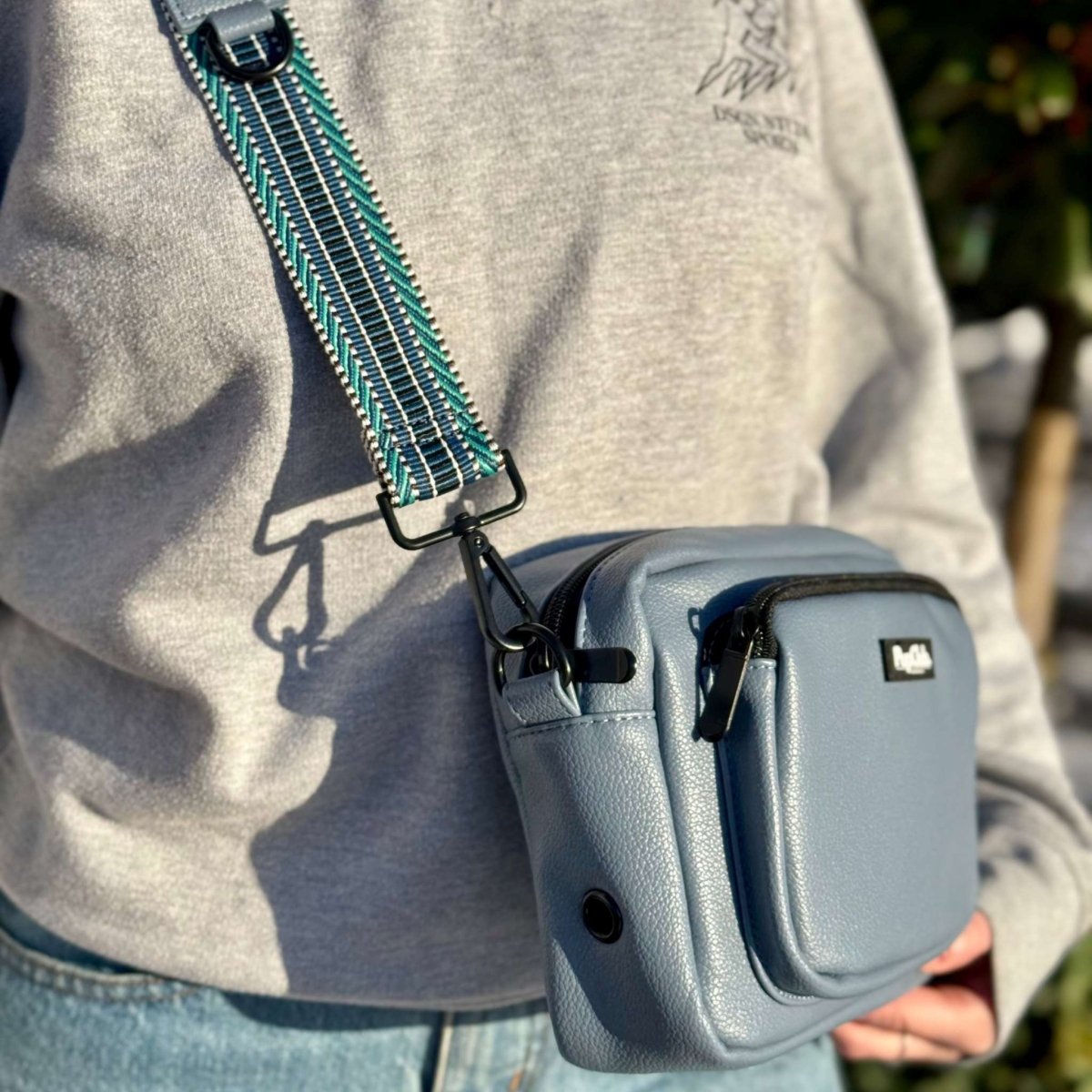 PupClub Couture Crossbody Dog Walking Bag - Vegan Leather Slate Blue