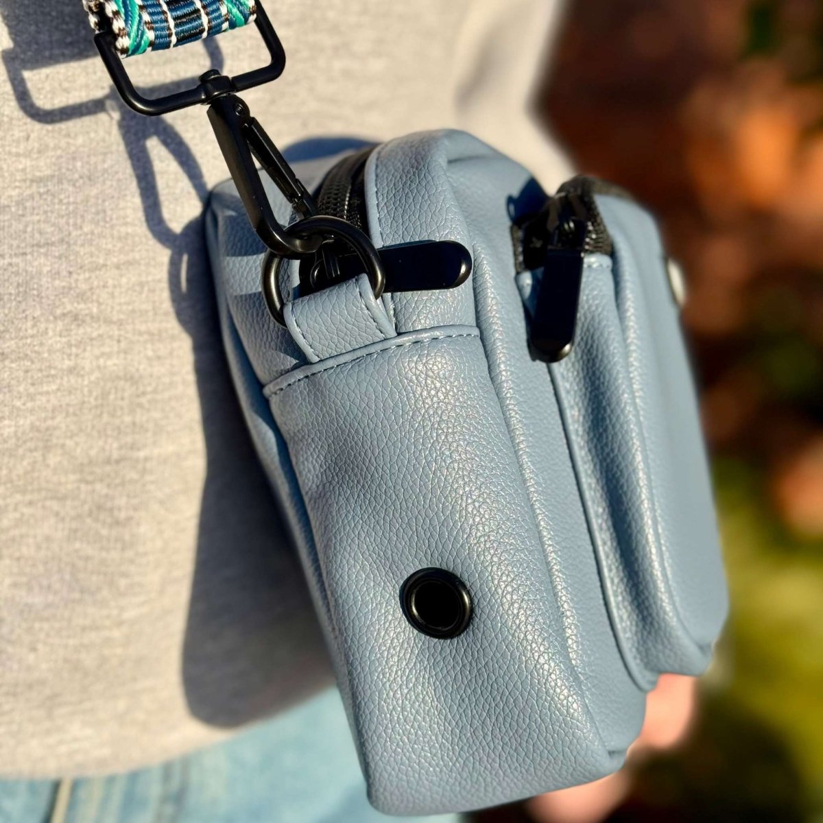 PupClub Couture Crossbody Dog Walking Bag - Vegan Leather Slate Blue