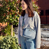 PupClub Couture Crossbody Dog Walking Bag - Vegan Leather Slate Blue