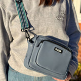 PupClub Couture Crossbody Dog Walking Bag - Vegan Leather Slate Blue