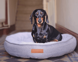 Ralph & Co The Balmoral Herringbone Calming Donut Dog Bed - Grey