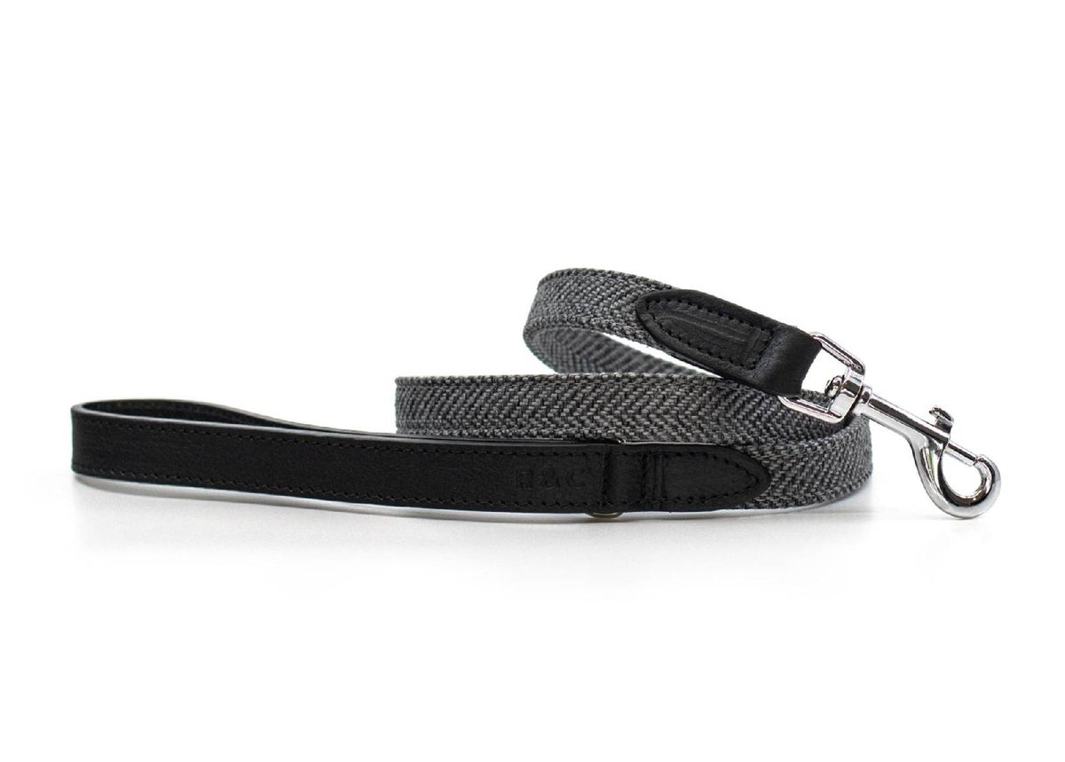 Ralph & Co The Balmoral Herringbone & Leather Dog Lead Grey