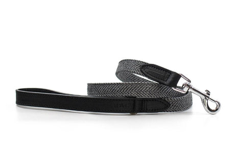 Ralph & Co The Balmoral Herringbone & Leather Dog Lead Grey