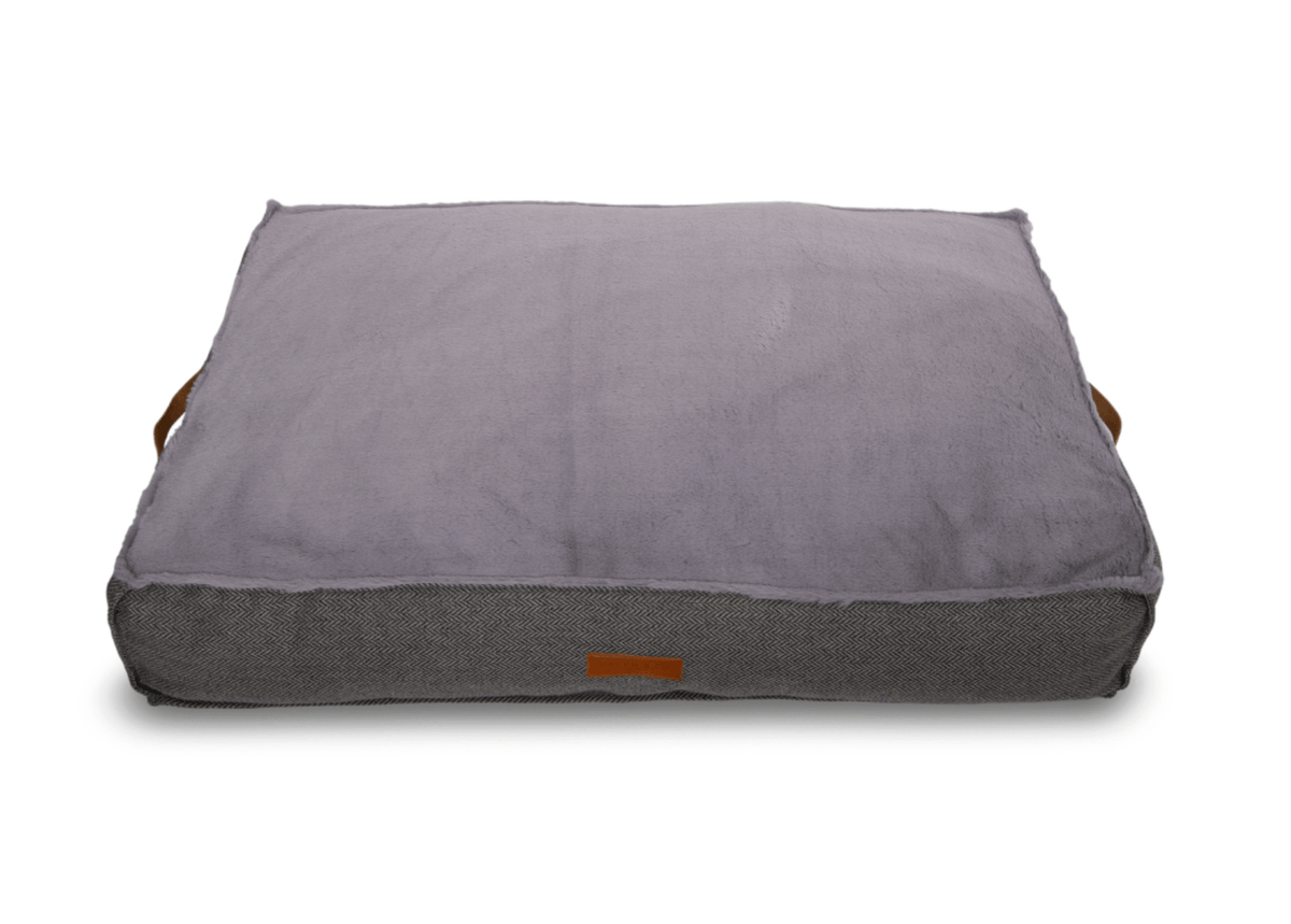 Ralph & Co The Balmoral Herringbone Flat Pillow Dog Bed - Grey