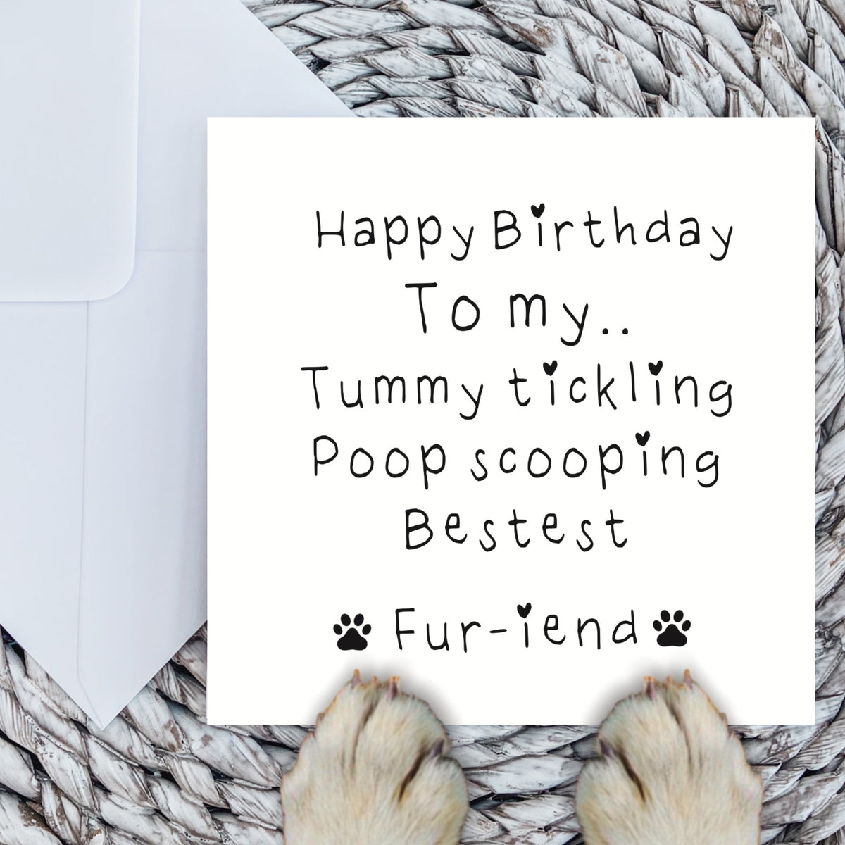 Paws Right There Tummy tickling, poop scooping bestie card