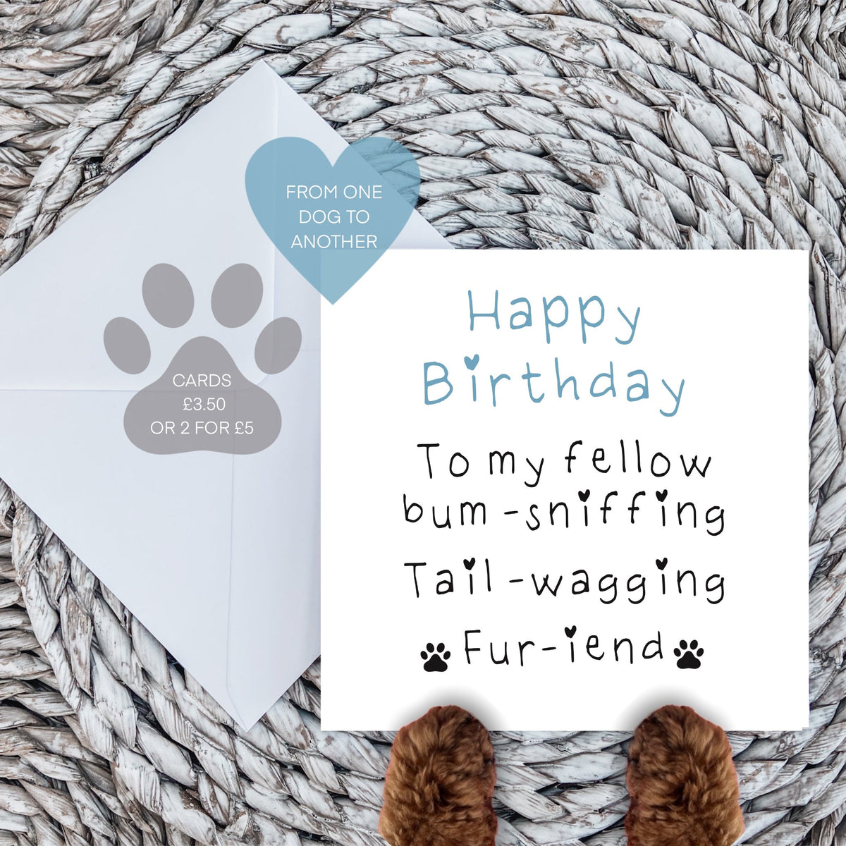 Paws Right There Happy birthday fellow bum sniffer (from one dog to another) blue
