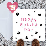 Paws Right There Happy gotcha day card in pink