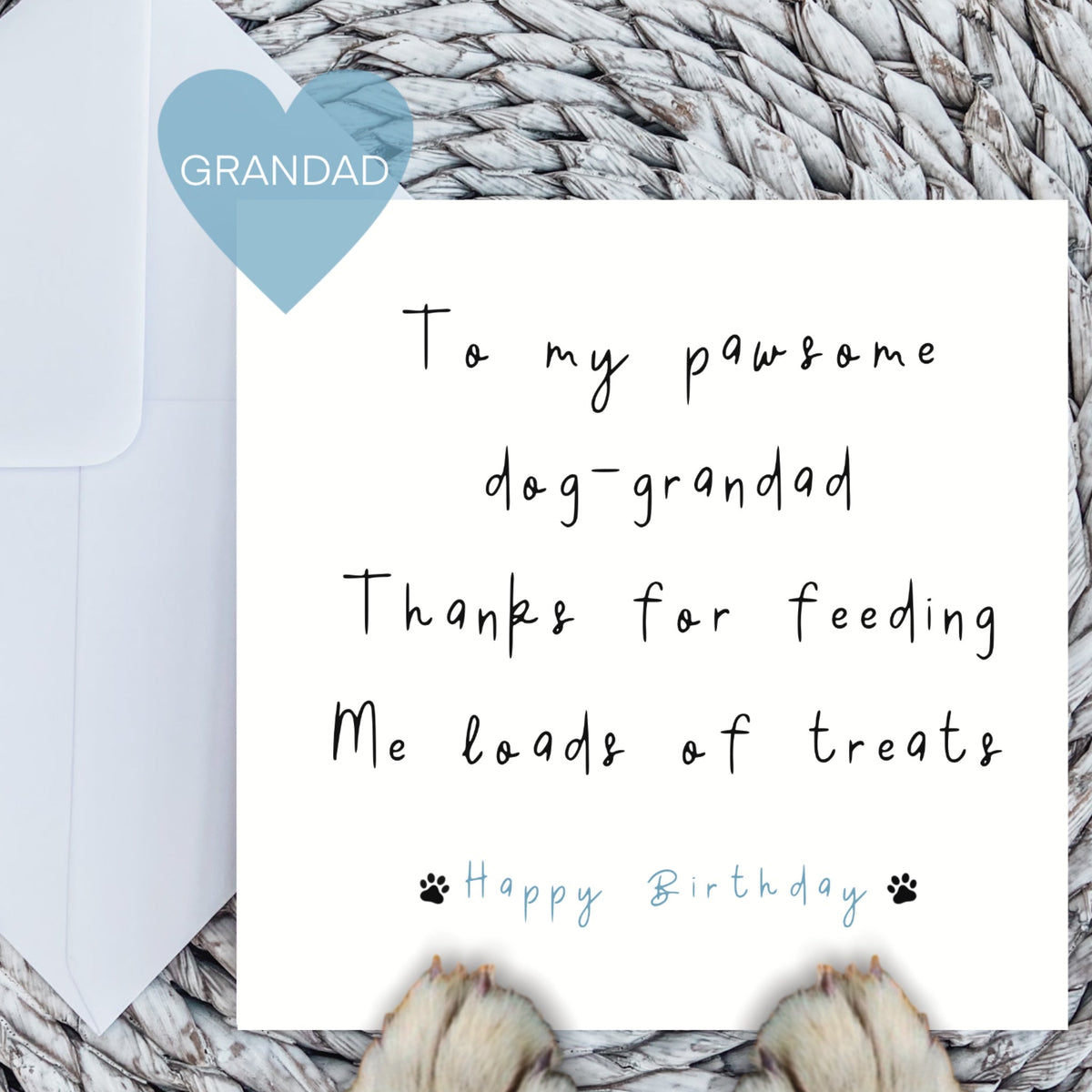 Paws Right There To My Pawsome Dog Grandad Birthday Card