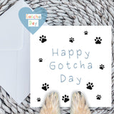 Paws Right There Happy gotcha day card in blue