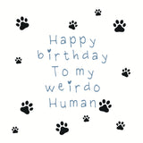 Paws Right There Weirdo Human Birthday Card – Blue